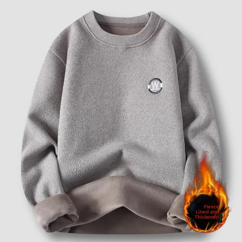 Men's Fleece Lined Knitted Sweatshirt Autumn Winter Thickened Integrated Velvet Embroidered Casual Trendy Inner Wear Sweater
Men's Fleece Lined Knitted Sweatshirt Autumn Winter Thickened Integrated Velvet Embroidered Casual Trendy Inner Wear Sweater