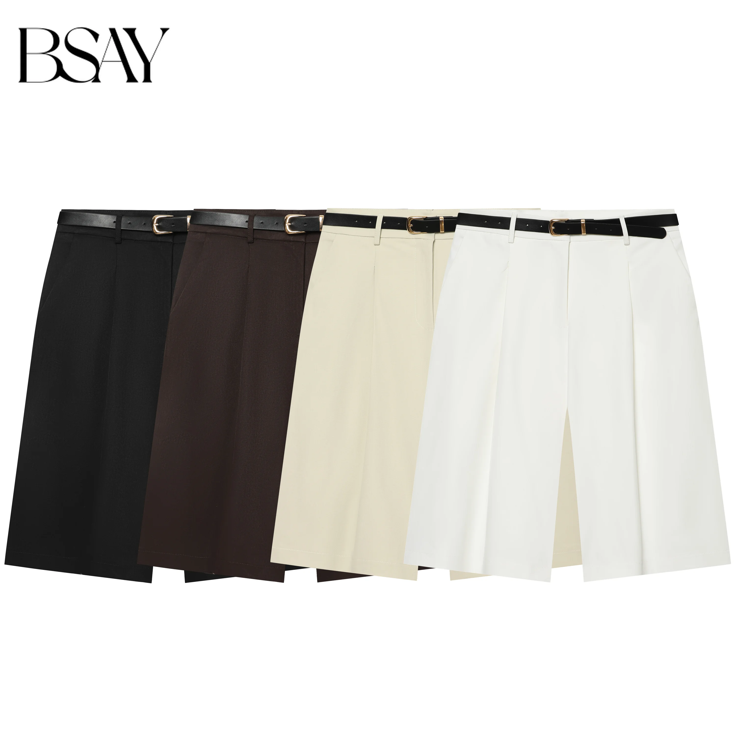 BSAY2026 Summer Women's High Waist Wide Leg Pants with Belt Solid Color Knee Straight Shorts for Workplace Commuting and Leisure
BSAY2026 Summer Women's High Waist Wide Leg Pants with Belt Solid Color Knee Straight Shorts for Workplace Commuting and Leisure