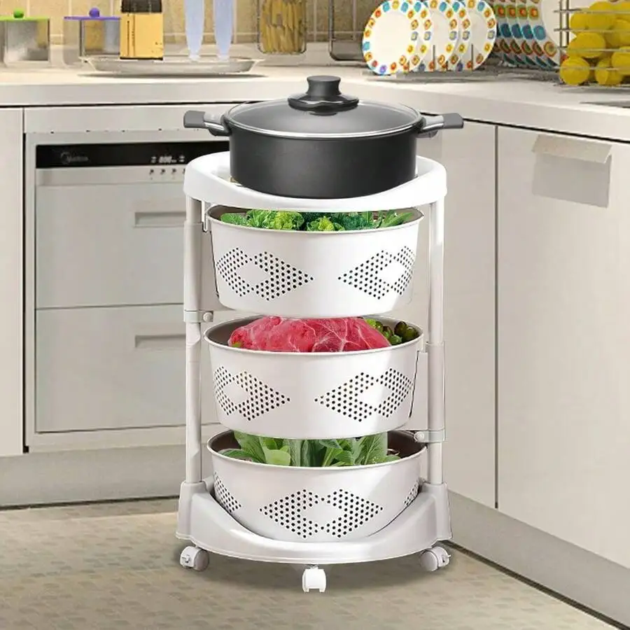 Rotating Kitchen Storage Rack 3 Tier, 180° Rotating Fruit And Vegetable Storage Baskets With Casters Multi-Layer Storage Shelves For Kitchen, Bedroom, Bathroom, Laundry Room, Garage(3-Layer)
Rotating Kitchen Storage Rack 3 Tier, 180° Rotating Fruit And Vegetable Storage Baskets With Casters Multi-Layer Storage Shelves For Kitchen, Bedroom, Bathroom, Laundry Room, Garage(3-Layer)