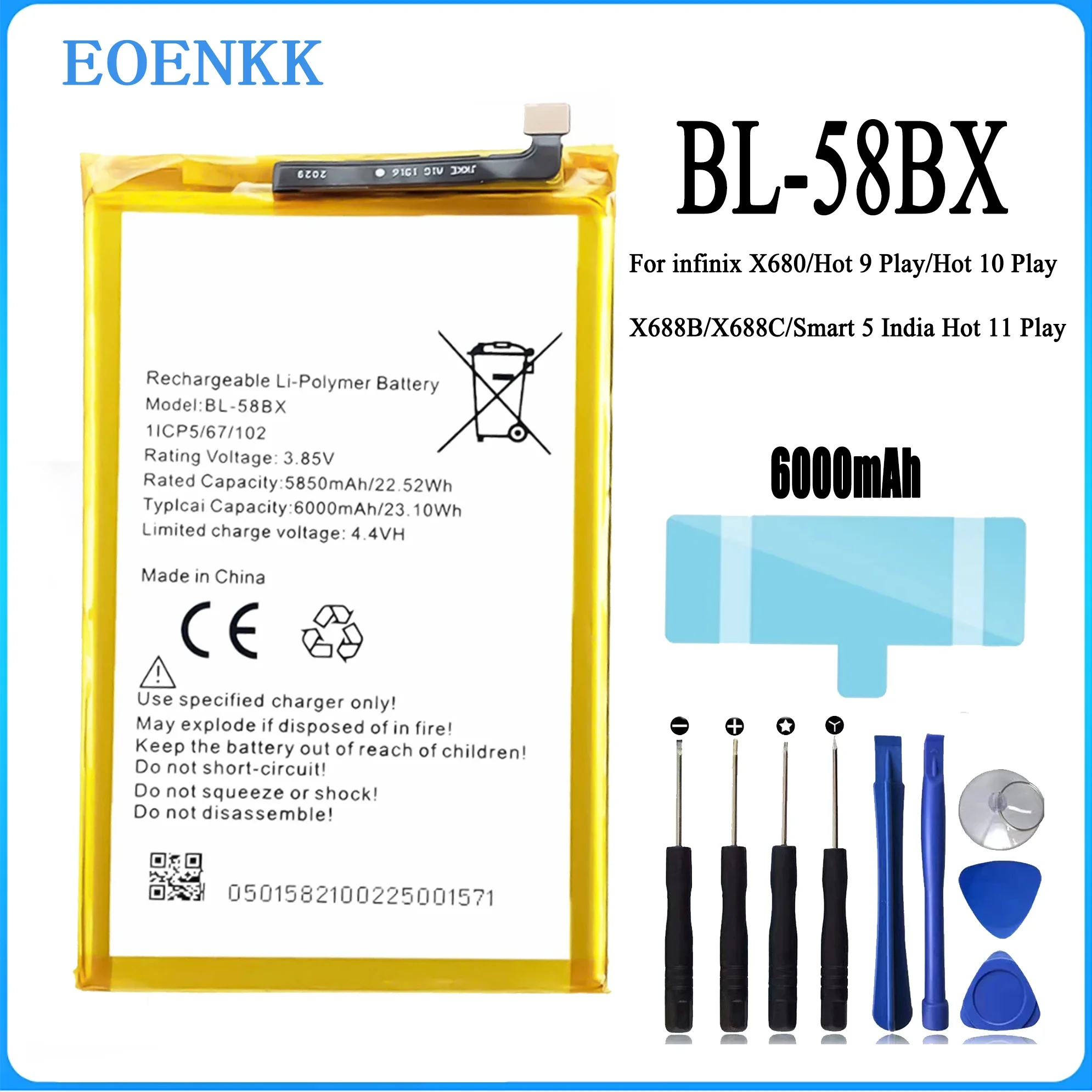 BL-58BX Battery For infinix / X680/Hot 9 Play/Hot 10 Play/X688B/X688C/Smart 5 India Repair Part Original Capacity Phone Batterie
BL-58BX Battery For infinix / X680/Hot 9 Play/Hot 10 Play/X688B/X688C/Smart 5 India Repair Part Original Capacity Phone Batterie