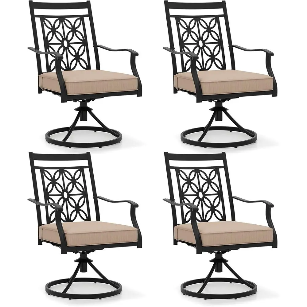 4-Piece Heavy-Duty Metal Swivel Patio Dining Chairs with Cushions, Ideal for Outdoor, Garden, and Porch Use
4-Piece Heavy-Duty Metal Swivel Patio Dining Chairs with Cushions, Ideal for Outdoor, Garden, and Porch Use