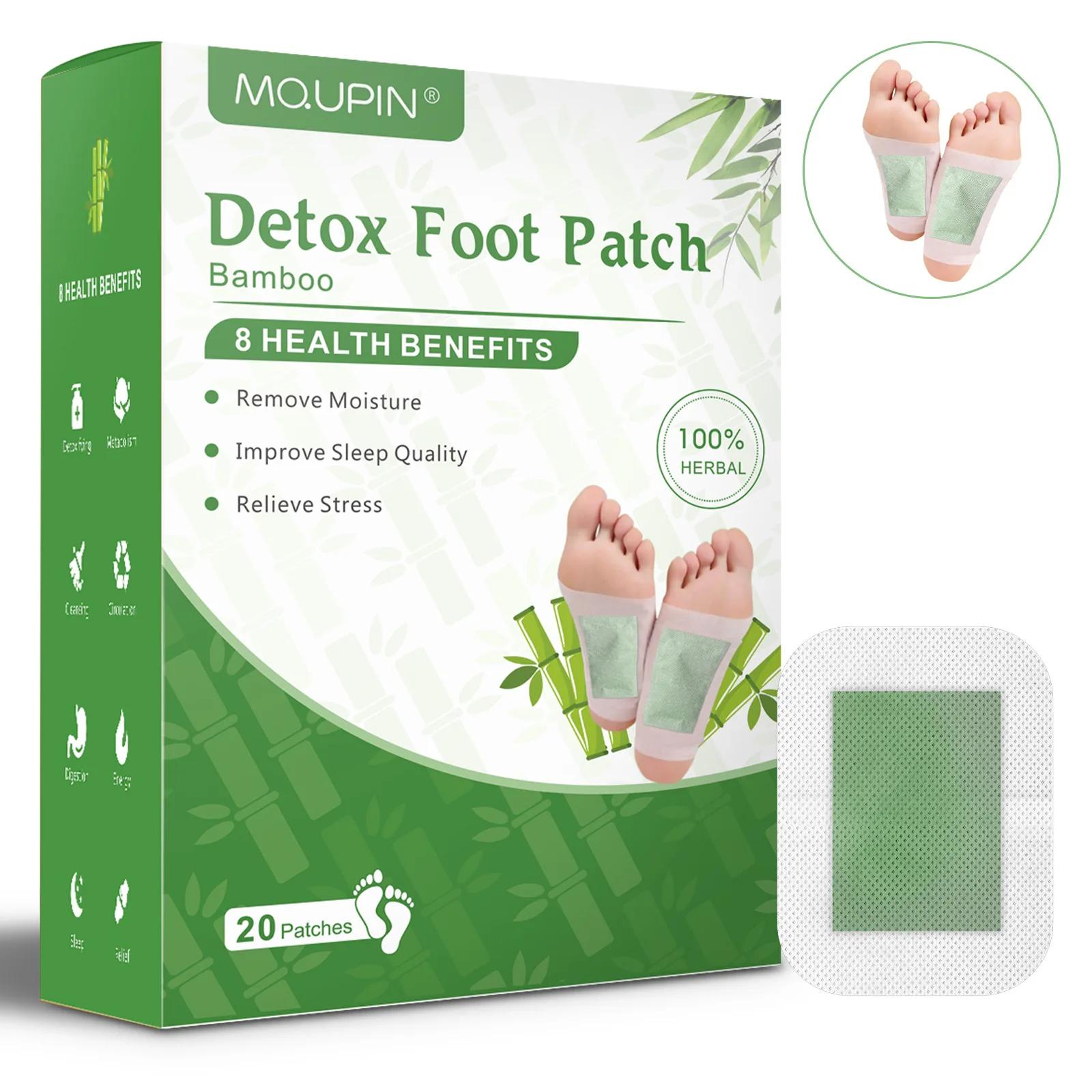 20 PCS Detox Foot Pads Bamboo Vinegar Feet Care Patch Adhesive Sheets for Pain Relief Relieve Stress Improve Sleep Relaxation
20 PCS Detox Foot Pads Bamboo Vinegar Feet Care Patch Adhesive Sheets for Pain Relief Relieve Stress Improve Sleep Relaxation