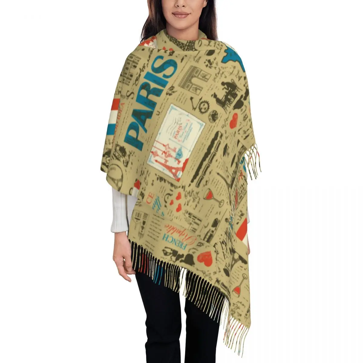 Retro France Paris French Map Flag Scarf for Women Winter Warm Cashmere Shawls and Wrap Large Scarves with Tassel for Ladies
Retro France Paris French Map Flag Scarf for Women Winter Warm Cashmere Shawls and Wrap Large Scarves with Tassel for Ladies
