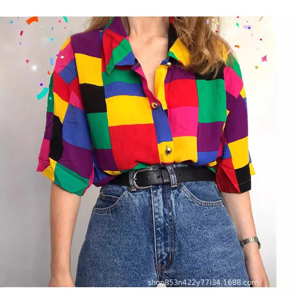 2025 Women's Short Sleeve Plaid Patchwork Print Button Down Shirt Button up Blouses Casual Summer Tops
2025 Women's Short Sleeve Plaid Patchwork Print Button Down Shirt Button up Blouses Casual Summer Tops