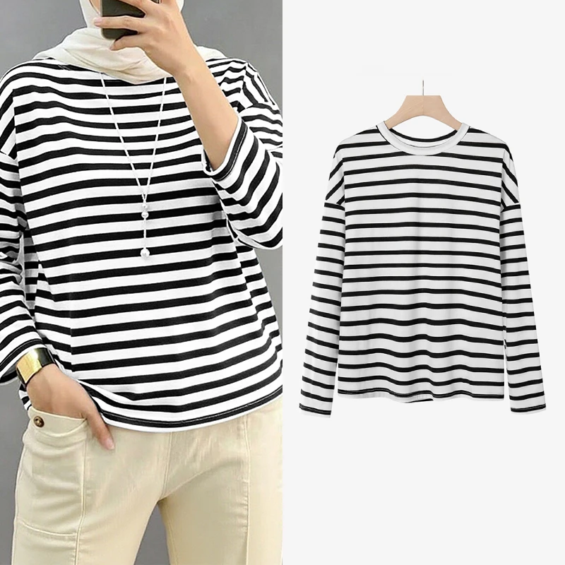 ZANZEA Muslim Hijabis Women's Striped T-Shirts O-Neck Long Sleeve Tops Spring Summer Islamic Modest Casual Woman Clothes S-3XL
ZANZEA Muslim Hijabis Women's Striped T-Shirts O-Neck Long Sleeve Tops Spring Summer Islamic Modest Casual Woman Clothes S-3XL