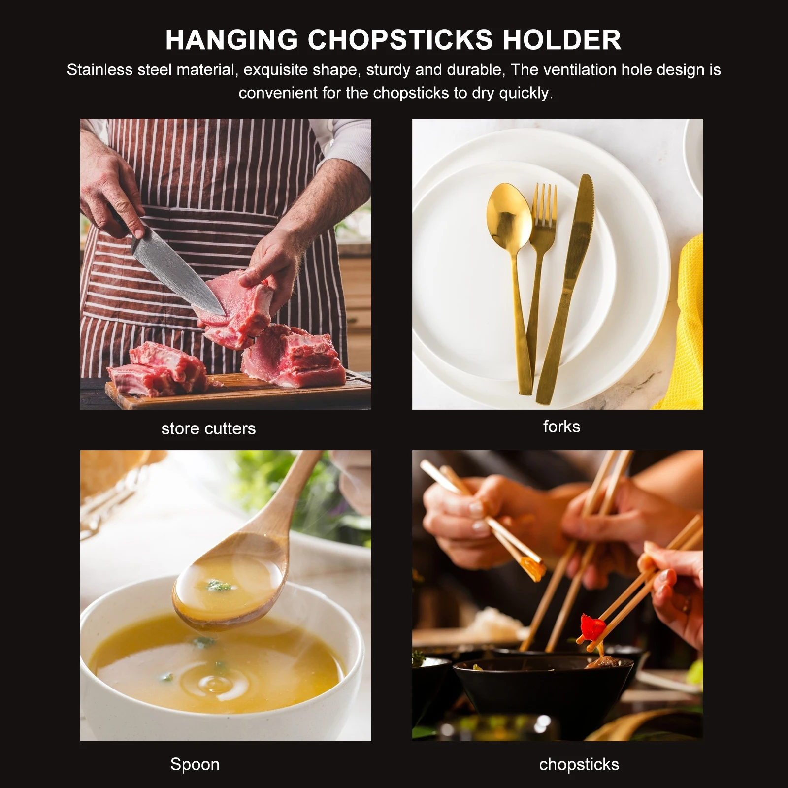 Hanging Chopsticks Holder Large Capacity Stainless Steel Kitchen ganizer Drying Rack Firmly Placed Ventilation Hole Design
Hanging Chopsticks Holder Large Capacity Stainless Steel Kitchen ganizer Drying Rack Firmly Placed Ventilation Hole Design