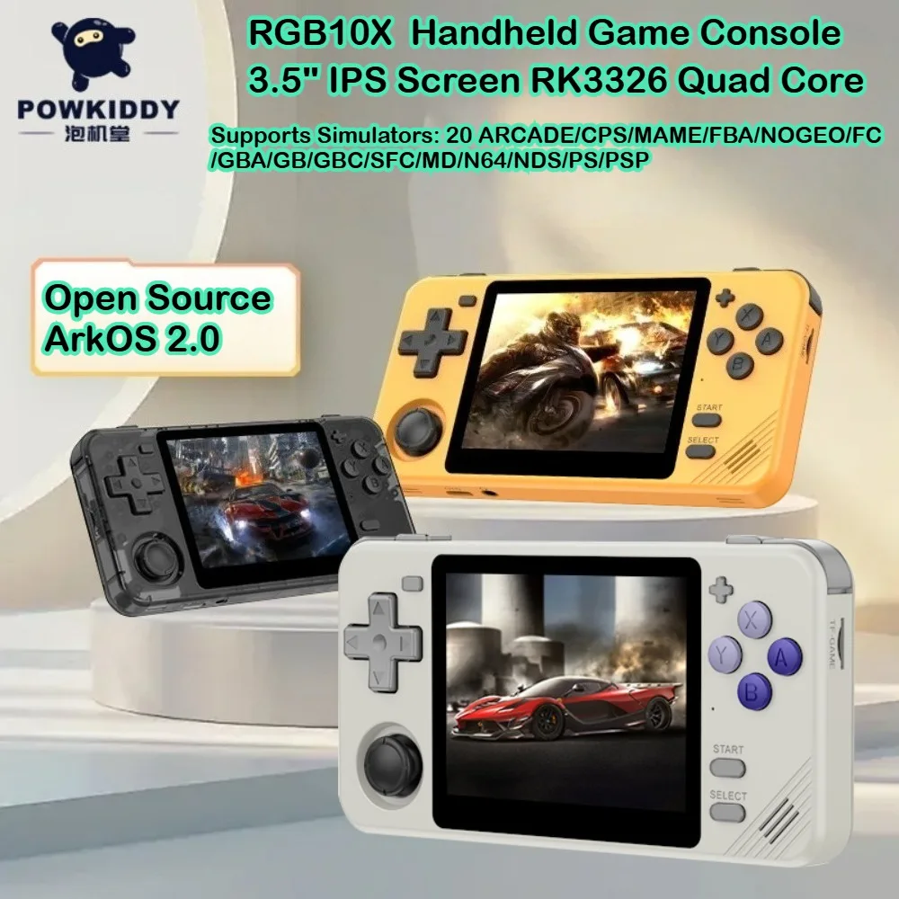 POWKIDDY RGB10X Retro Handheld Game Console 3.5" IPS Screen RK3326 Quad Core Open Source ArkOS 2.0 Portable Video Player Arcade
POWKIDDY RGB10X Retro Handheld Game Console 3.5" IPS Screen RK3326 Quad Core Open Source ArkOS 2.0 Portable Video Player Arcade