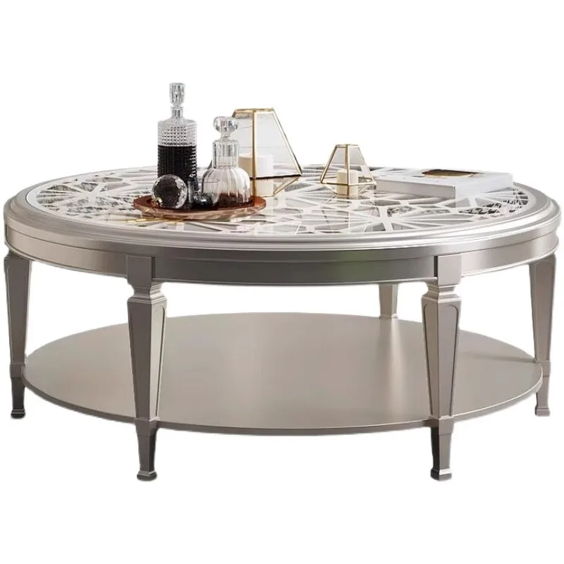 American light luxury champagne gold solid wood coffee table simple modern hollow glass surface round living room furniture tea
American light luxury champagne gold solid wood coffee table simple modern hollow glass surface round living room furniture tea