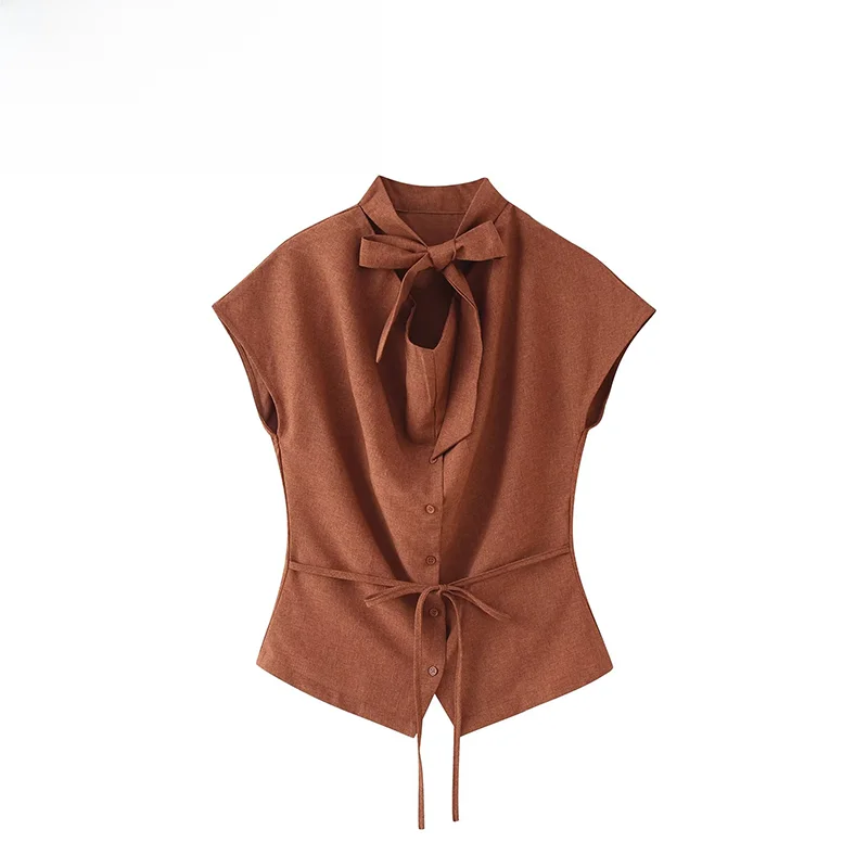 Fashionable Knot Design Sleeveless Top Women's Clothing Versatile Style Summer New Arrival Polyester Fabric Shirt
Fashionable Knot Design Sleeveless Top Women's Clothing Versatile Style Summer New Arrival Polyester Fabric Shirt
