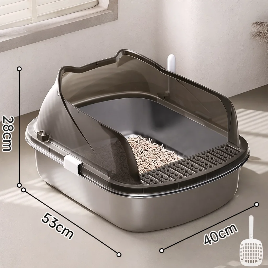 Large Stainless Steel Litter Box, Open Design, Raised To Prevent Spills, Easy To Clean, Suitable For Cats Weighing 1-12.5kg.
Large Stainless Steel Litter Box, Open Design, Raised To Prevent Spills, Easy To Clean, Suitable For Cats Weighing 1-12.5kg.