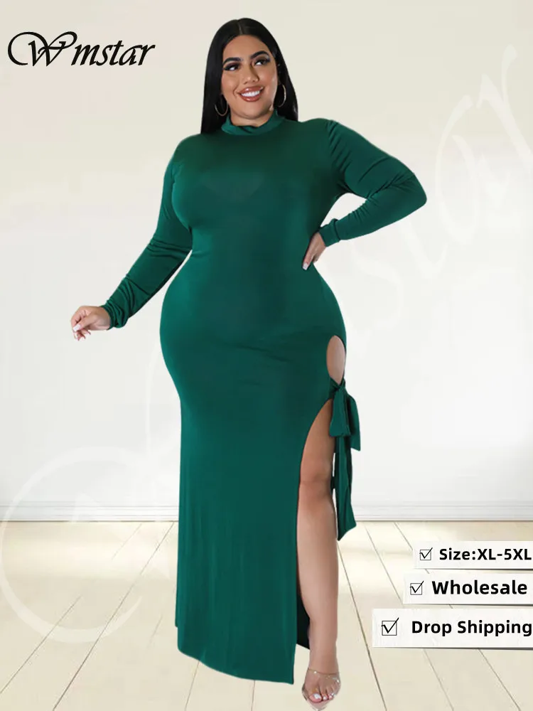 Wmstar Plus Size Women Dresses 5xl Sexy Hollow Out Side Bandage Long Sleeve Solid Elegant New Maxi Dress Wholesale Dropshipping
Wmstar Plus Size Women Dresses 5xl Sexy Hollow Out Side Bandage Long Sleeve Solid Elegant New Maxi Dress Wholesale Dropshipping