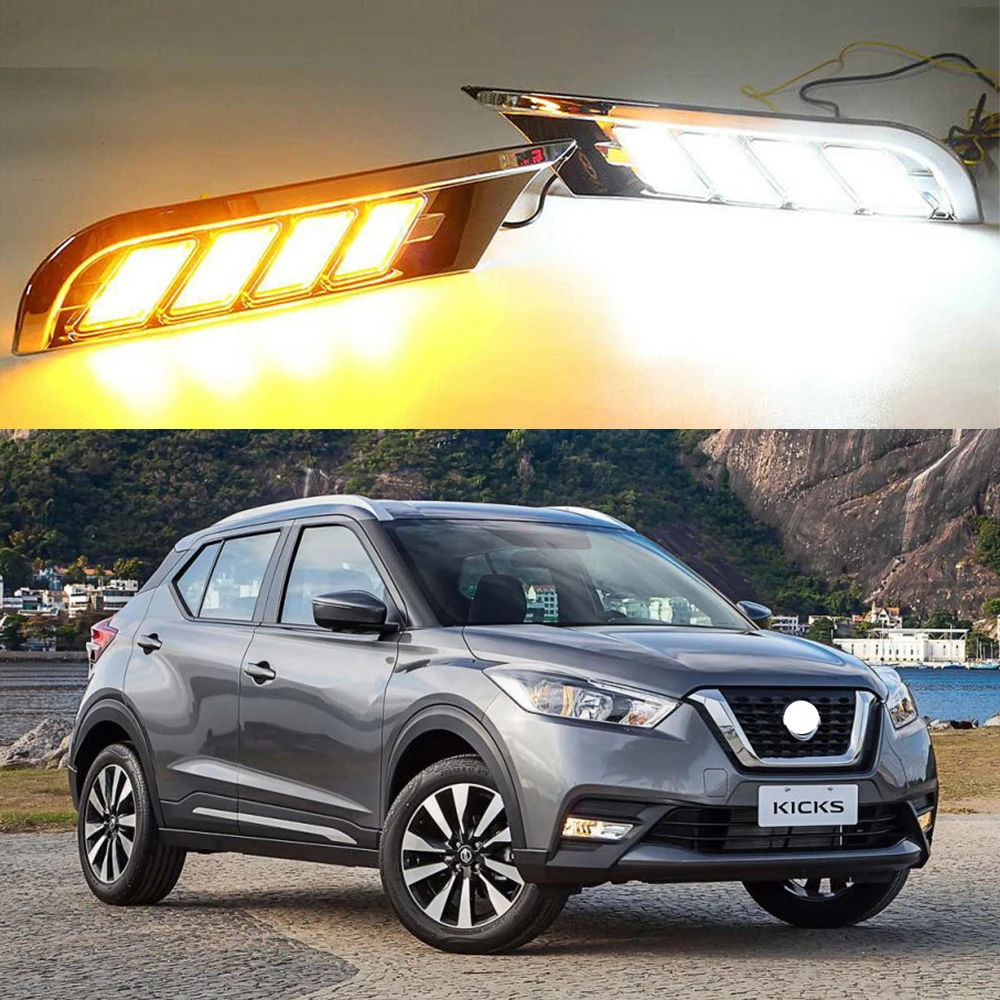 LED DRL Car Daytime Running Light Front Fog Lamps w/ Turn Signal Assembly Accessories For Nissan Kicks 2016 2017 2018 2019 2020
LED DRL Car Daytime Running Light Front Fog Lamps w/ Turn Signal Assembly Accessories For Nissan Kicks 2016 2017 2018 2019 2020