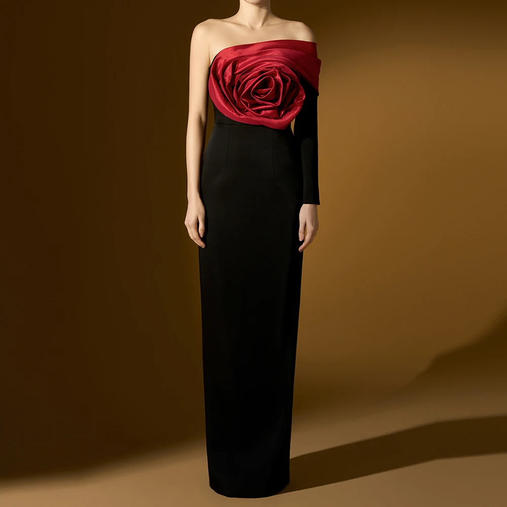 Customized Straight Evening Dresses Floor-length Off The Shoulder Full Sleeve Prom Gown Fashion Flowers Backless Party Gown
Customized Straight Evening Dresses Floor-length Off The Shoulder Full Sleeve Prom Gown Fashion Flowers Backless Party Gown