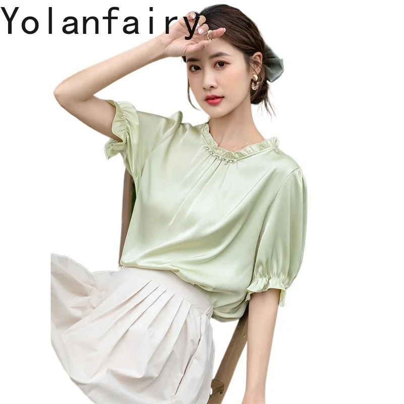 YOLANFAIRY 19 мм, 100% натуральный шелк тутового шелкопряда, женская элегантная блузка, модель 206, летняя одежда, женские топы с коротким рукавом, трендовая футболка для женщин
YOLANFAIRY 19 мм, 100% натуральный шелк тутового шелкопряда, женская элегантная блузка, модель 206, летняя одежда, женские топы с коротким рукавом, трендовая футболка для женщин