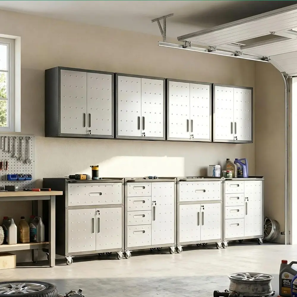 All-in-One Heavy Duty Steel Garage Cabinet System for Workshop Organization and Easy Assembly Storage
All-in-One Heavy Duty Steel Garage Cabinet System for Workshop Organization and Easy Assembly Storage