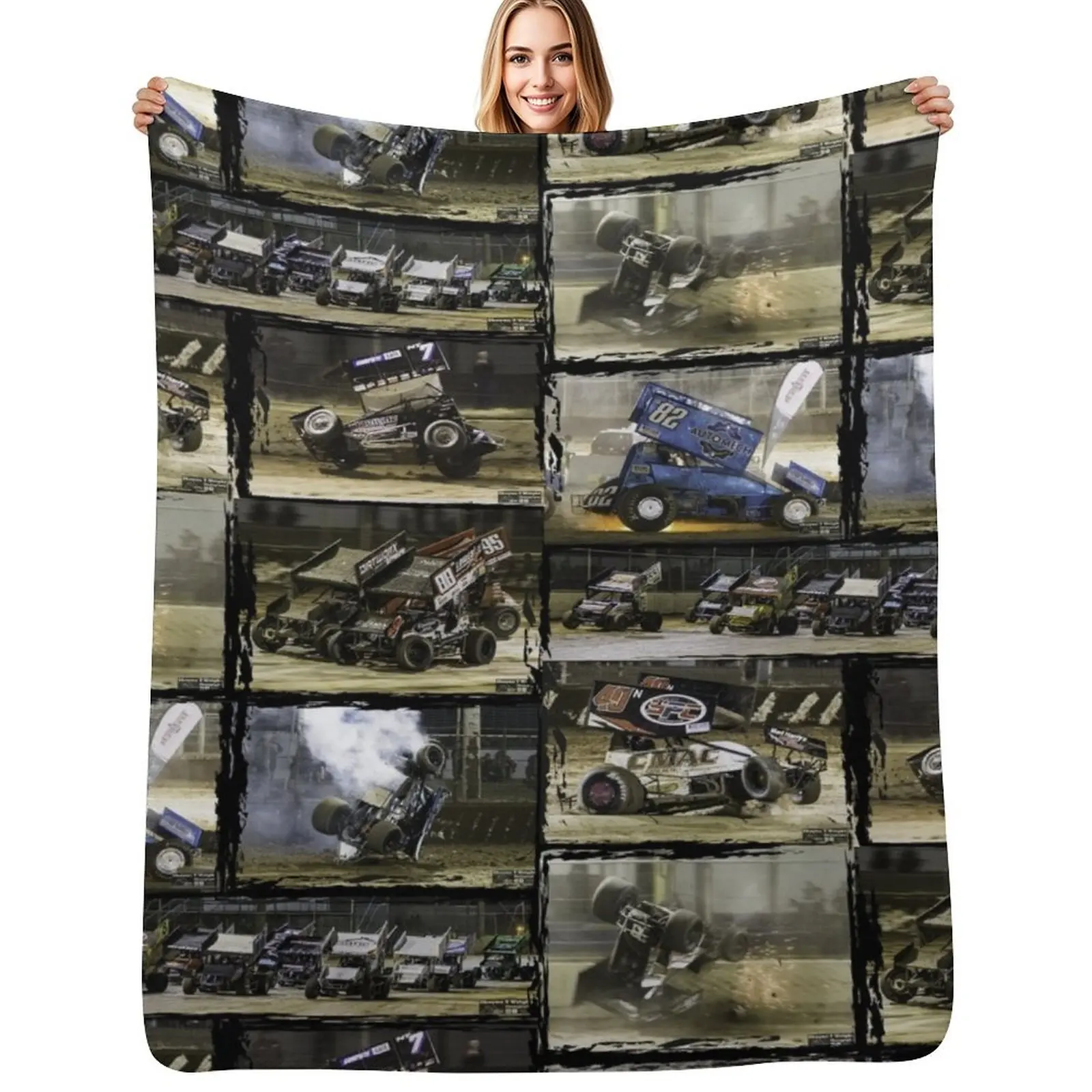 Sprint car crashes and action montage. Throw Blanket Travel Size Cozy Blanket for Plane Train
Sprint car crashes and action montage. Throw Blanket Travel Size Cozy Blanket for Plane Train
