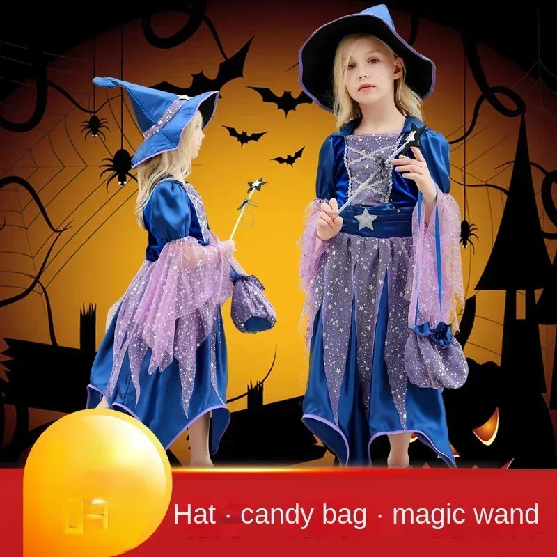 COSda@Novelty Blue Witch Costume for Girls Toddlers Dress with Wands Sticks Candy Bag Magic HatCOSda@
COSda@Novelty Blue Witch Costume for Girls Toddlers Dress with Wands Sticks Candy Bag Magic HatCOSda@