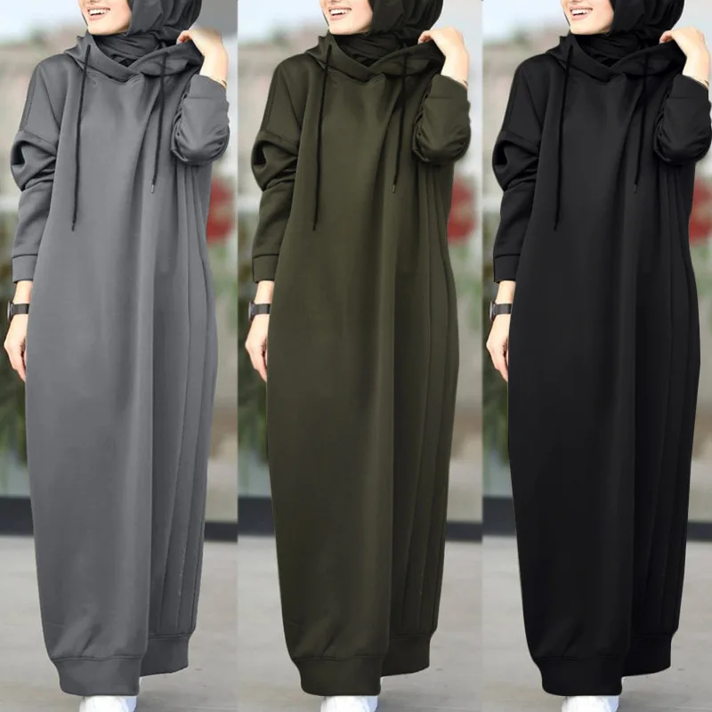 Black Spring Winter Muslim Abaya Dress Sweatshirt Ramadan Prayer clothing Hooded Drawstring With Pocket Casual Hot
Black Spring Winter Muslim Abaya Dress Sweatshirt Ramadan Prayer clothing Hooded Drawstring With Pocket Casual Hot