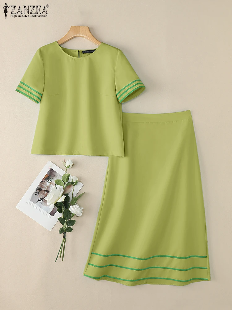 ZANZEA, 2 шт., элегантные блузки с короткими рукавами, комплекты платьев, летние наряды, женские одинаковые комплекты, модные рабочие спортивные костюмы, комплекты из двух предметов 
ZANZEA, 2 шт., элегантные блузки с короткими рукавами, комплекты платьев, летние наряды, женские одинаковые комплекты, модные рабочие спортивные костюмы, комплекты из двух предметов