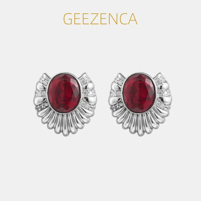 GEEZENCA 925 Sterling Silver Carved Oval Red Corundum Statement Earrings Women Cubic Zirconia Dainty Stud Earrings Gift For Her
GEEZENCA 925 Sterling Silver Carved Oval Red Corundum Statement Earrings Women Cubic Zirconia Dainty Stud Earrings Gift For Her