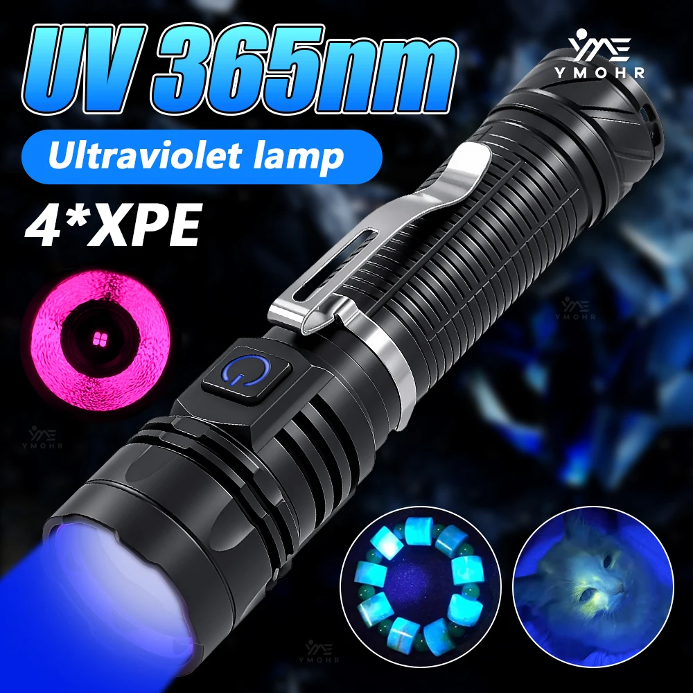 365nm UV Light High power Blacklight USB Rechargeable LED Flashlight Cat Dog Urine Detection Money Scorpion Fluorescence Light
365nm UV Light High power Blacklight USB Rechargeable LED Flashlight Cat Dog Urine Detection Money Scorpion Fluorescence Light