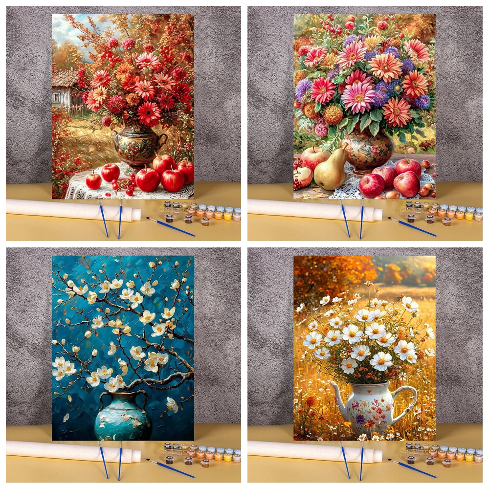 DIY Paint By Numbers Autumn Floral Fruit Still Life Canvas Painting Kit, Chrysanthemum Plum Daisy Vase Fruit Art, Home Wall Decor Gift for Fall Thanksgiving Adult Beginner Hand Painting
DIY Paint By Numbers Autumn Floral Fruit Still Life Canvas Painting Kit, Chrysanthemum Plum Daisy Vase Fruit Art, Home Wall Decor Gift for Fall Thanksgiving Adult Beginner Hand Painting