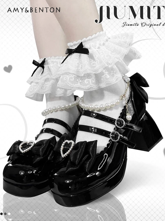 Lolita Platform Heels Japanese New Sweet Cute Bow Buckle Round Toe High Heels Kawaii Mary Jane Shoes Leather Shoes Students
Lolita Platform Heels Japanese New Sweet Cute Bow Buckle Round Toe High Heels Kawaii Mary Jane Shoes Leather Shoes Students