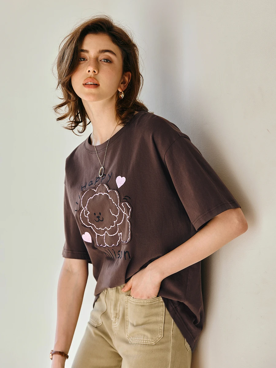 OLrain Retro Coffee Women T-shirt 2025 Spring Summer Loose Fit Casual Cartoon Embroidered Drop Sleeve Pullovers Lady O57XT96881
OLrain Retro Coffee Women T-shirt 2025 Spring Summer Loose Fit Casual Cartoon Embroidered Drop Sleeve Pullovers Lady O57XT96881