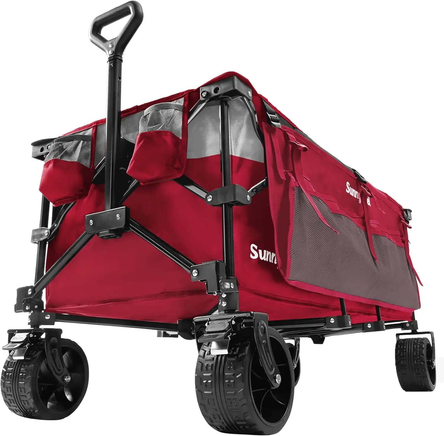 49'' Foldable Heavy Duty Wagon Cart with Wheels, Brakes, and Side Pocket for Camping Sports Garden Shopping (Red)
49'' Foldable Heavy Duty Wagon Cart with Wheels, Brakes, and Side Pocket for Camping Sports Garden Shopping (Red)