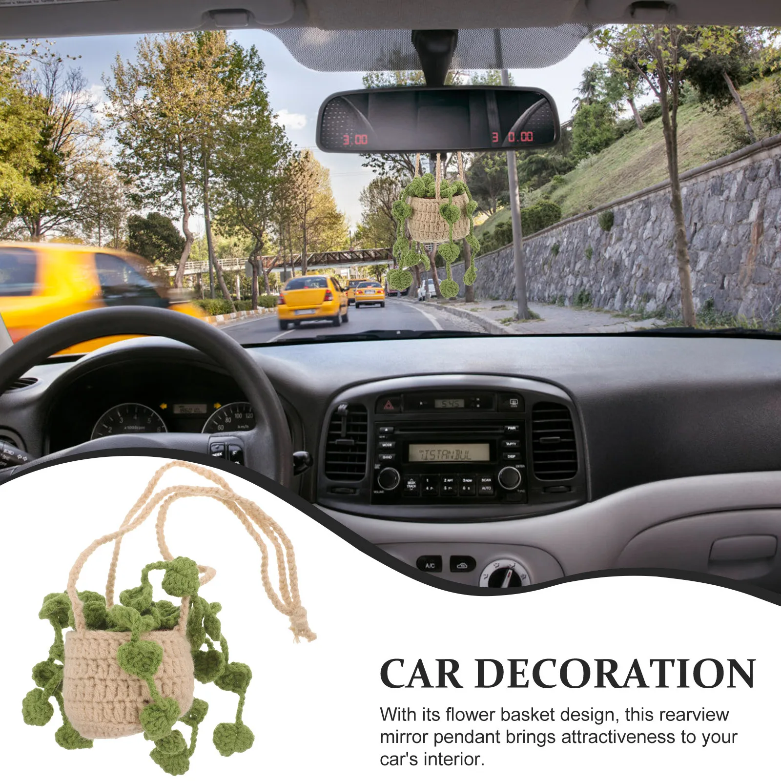 Rearview Mirror Hanging Decoration Crochet Car Pendant with Woven Flower Basket Car Interior Accessories Cute Aesthetic Style
Rearview Mirror Hanging Decoration Crochet Car Pendant with Woven Flower Basket Car Interior Accessories Cute Aesthetic Style
