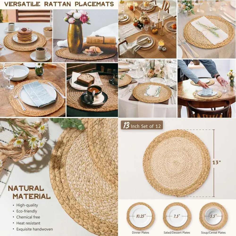 Набор из 12 плетеных круглых салфеток в деревенском стиле в стиле бохо с зарядными устройствами из ротанга для обеденных тарелок
Набор из 12 плетеных круглых салфеток в деревенском стиле в стиле бохо с зарядными устройствами из ротанга для обеденных тарелок