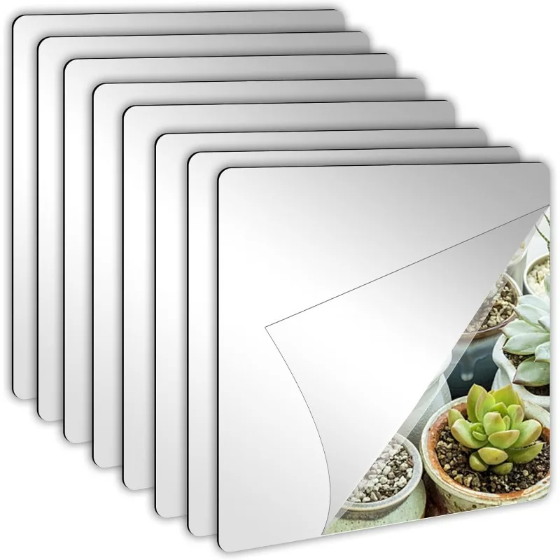 8Pack Self Adhesive Acrylic Mirror, 8x8 Inch Tiles,Flexible Plastic Mirror Sheets Wall Stickers,2MM Thick Frameless Small Mirror
8Pack Self Adhesive Acrylic Mirror, 8x8 Inch Tiles,Flexible Plastic Mirror Sheets Wall Stickers,2MM Thick Frameless Small Mirror