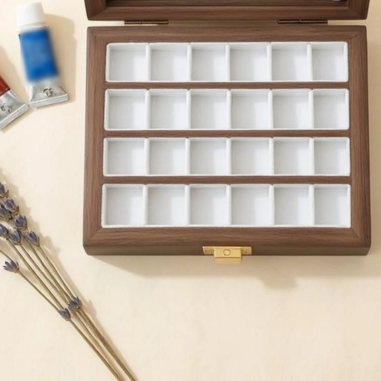 24-Compartment Box Square Compartments Wooden Storage Box Clear Lid Portable for Craft Room
24-Compartment Box Square Compartments Wooden Storage Box Clear Lid Portable for Craft Room
