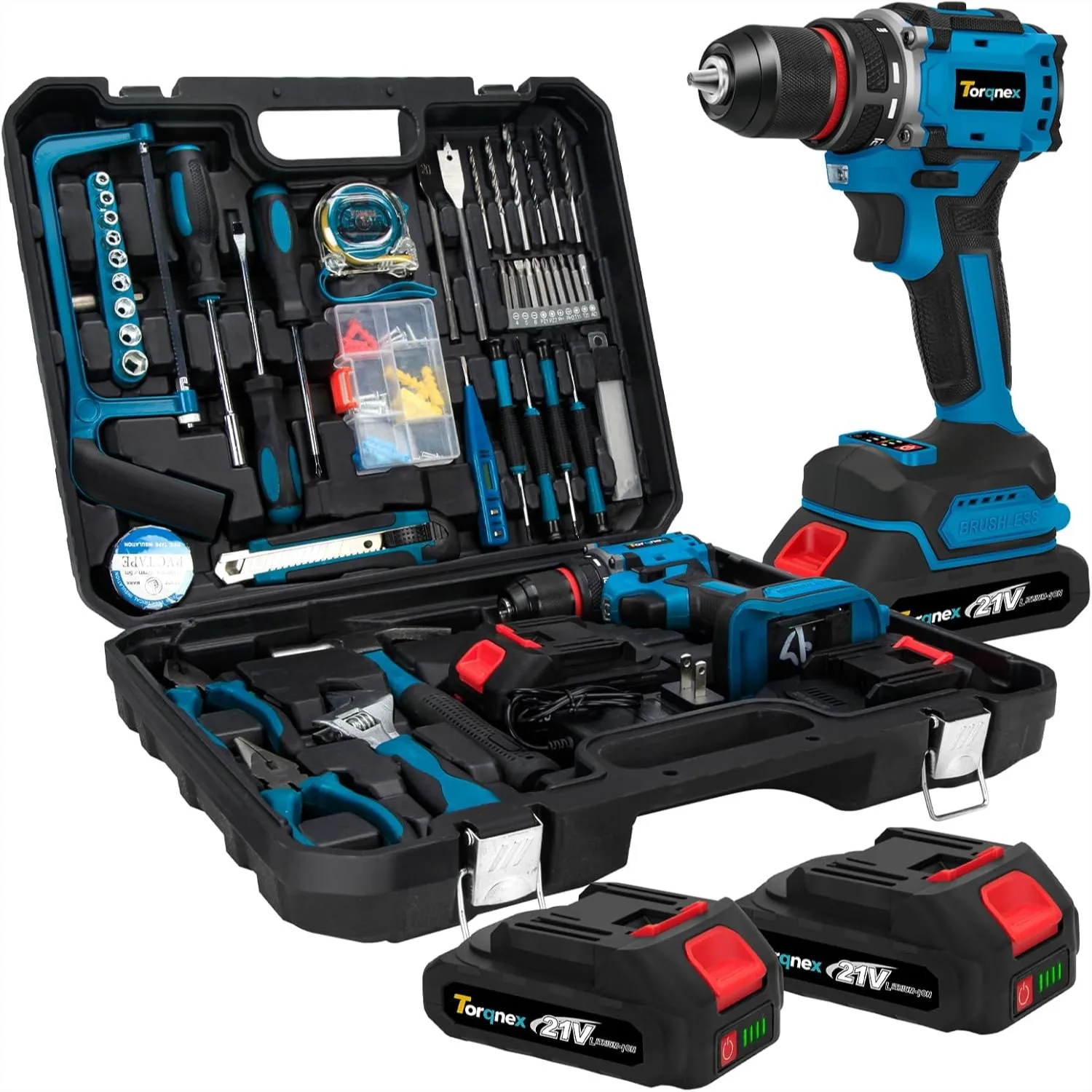 21V Brushless Cordless Drill Set, 2Ah Batteries, 119-Piece Kit for Home Renovation & DIY
21V Brushless Cordless Drill Set, 2Ah Batteries, 119-Piece Kit for Home Renovation & DIY