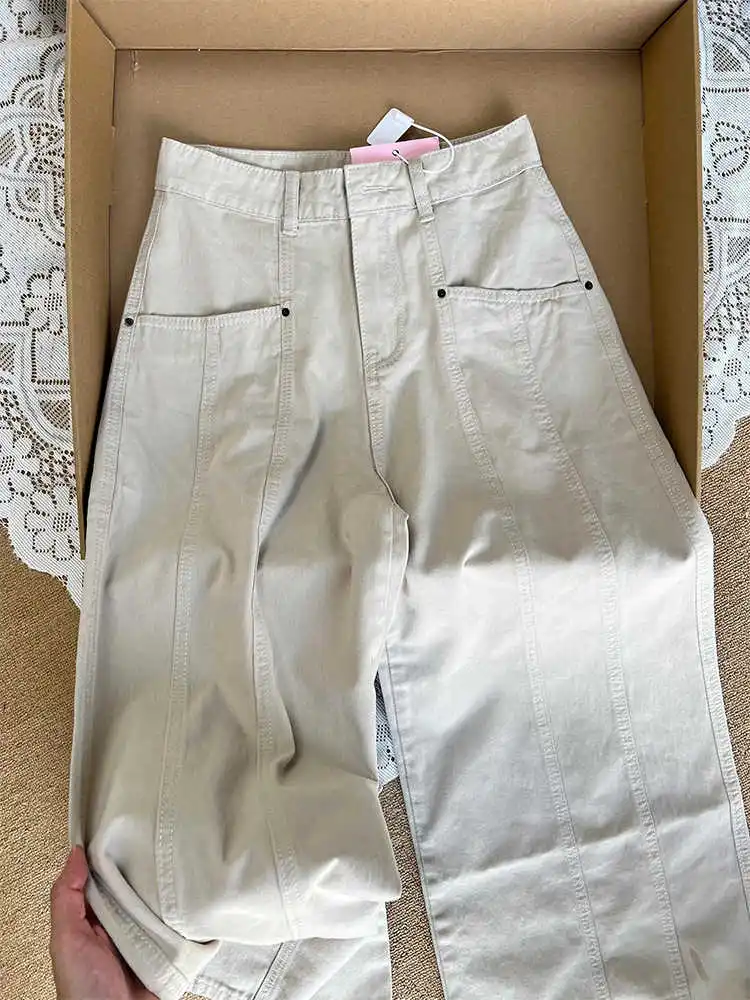 Vintage Apricot Women's Jeans Spring/Autumn New High Waist Loose Versatile Straight Wide Leg Pants Simple Elegant Coagirl Pants
Vintage Apricot Women's Jeans Spring/Autumn New High Waist Loose Versatile Straight Wide Leg Pants Simple Elegant Coagirl Pants