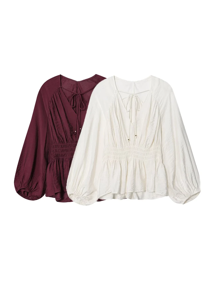 TRZA Women's V-Neck Long Sleeve Blouse Fashion Tied Pleated Elastic Waist Chic Top Female Shirt
TRZA Women's V-Neck Long Sleeve Blouse Fashion Tied Pleated Elastic Waist Chic Top Female Shirt