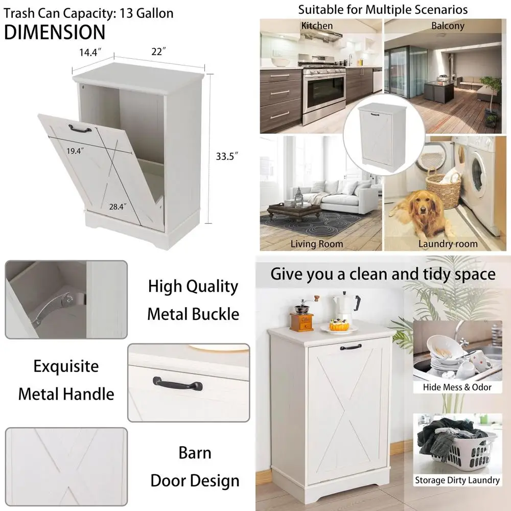 Wooden Tilt-Out Trash Cabinet, Pet-Resistant Hidden Garbage Bin for Kitchen, Antique White
Wooden Tilt-Out Trash Cabinet, Pet-Resistant Hidden Garbage Bin for Kitchen, Antique White