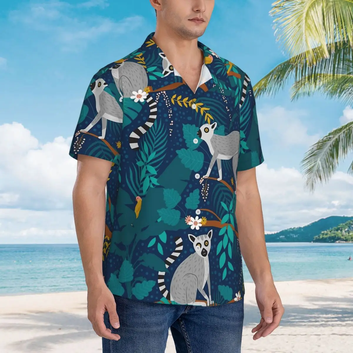 Lemurs In A Blue Jungle Hawaiian Shirts Funny Men Short Sleeve Shirt for Summer Beach Men's Lapel Tops
Lemurs In A Blue Jungle Hawaiian Shirts Funny Men Short Sleeve Shirt for Summer Beach Men's Lapel Tops