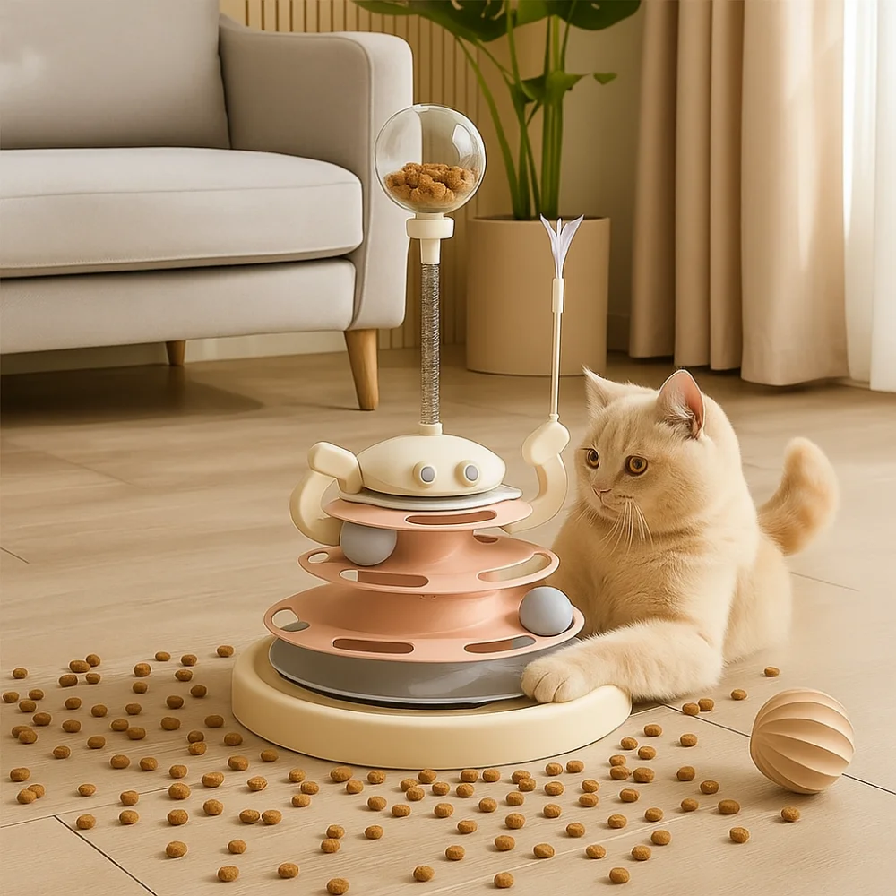 4 Levels Cat Ball Track Toy Detachable Anti-slip Cat Turntable Toy Wear-resistant Rotating Cat Track Toy Relieve Boredom
4 Levels Cat Ball Track Toy Detachable Anti-slip Cat Turntable Toy Wear-resistant Rotating Cat Track Toy Relieve Boredom