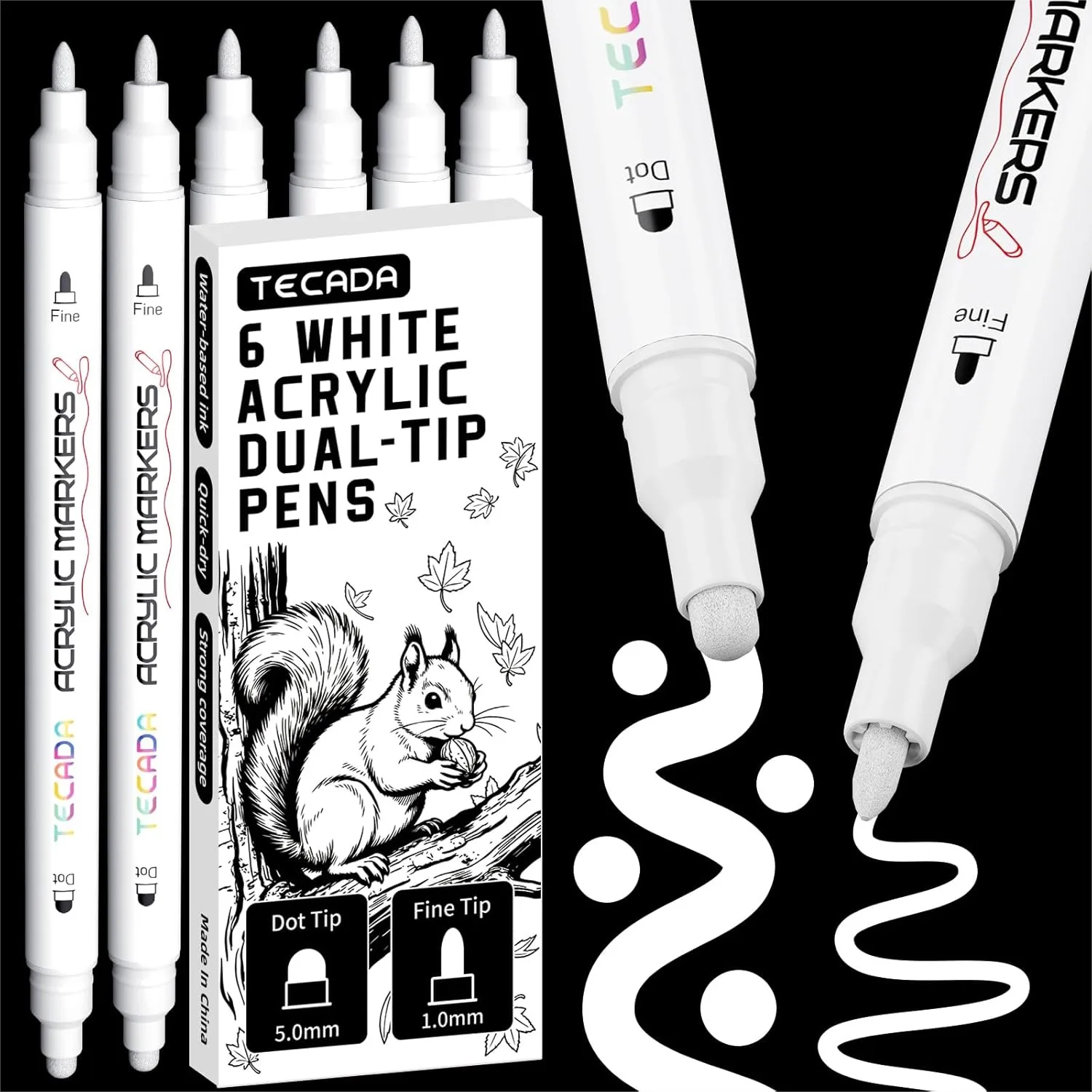6 White Acrylic Paint Markers with Dual Tips for Rock, Fabric, Wood, Canvas, Ceramic, Glass, Metal, DIY Crafts Art Supplies
6 White Acrylic Paint Markers with Dual Tips for Rock, Fabric, Wood, Canvas, Ceramic, Glass, Metal, DIY Crafts Art Supplies