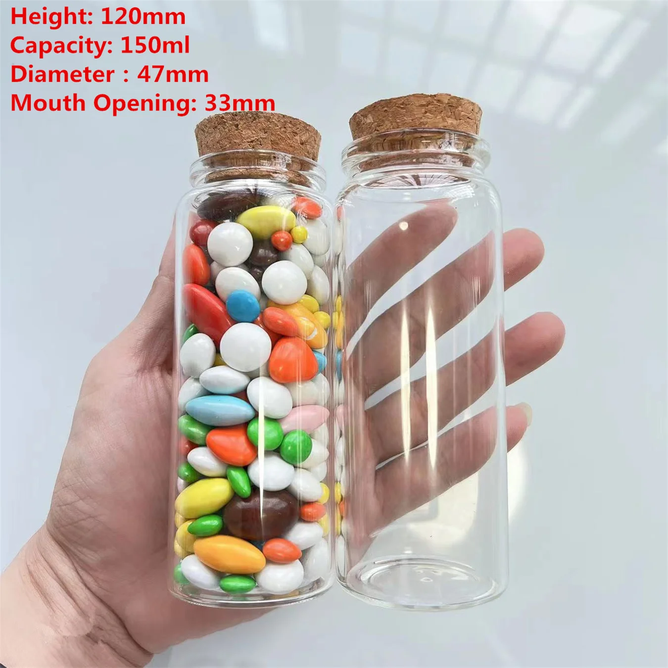 4 pcs/lot kitchen Glass Bottles 33*47*120mm 150ml Candy Spicy Storage Dragees Jar Cork Bottle Containers spice Glass Jars Vials
4 pcs/lot kitchen Glass Bottles 33*47*120mm 150ml Candy Spicy Storage Dragees Jar Cork Bottle Containers spice Glass Jars Vials