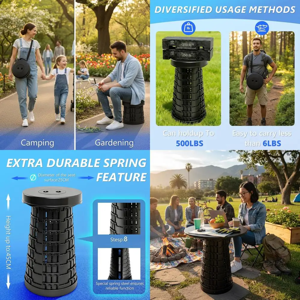 Portable Collapsible Stool with Table, Ideal for Outdoors, Camping, Gardening, and BBQ, 19.7 Diameter
Portable Collapsible Stool with Table, Ideal for Outdoors, Camping, Gardening, and BBQ, 19.7 Diameter