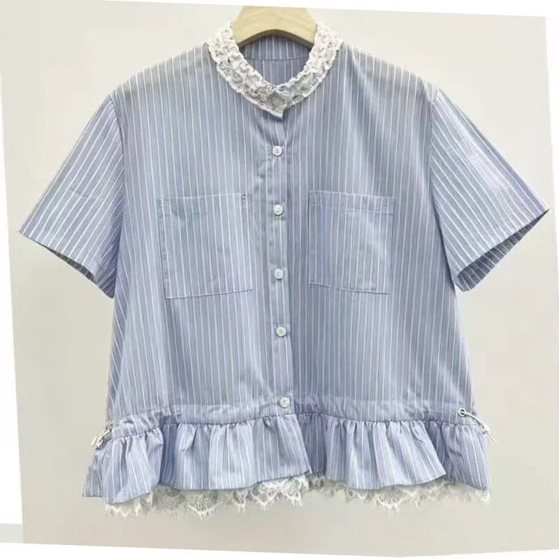 Women's Stripe Shirt Short Sleeve Stand Collar Summer New Design Drawstring Blouse Loose Fit Floral Splice Breathable Sk...
Women's Stripe Shirt Short Sleeve Stand Collar Summer New Design Drawstring Blouse Loose Fit Floral Splice Breathable Sk...