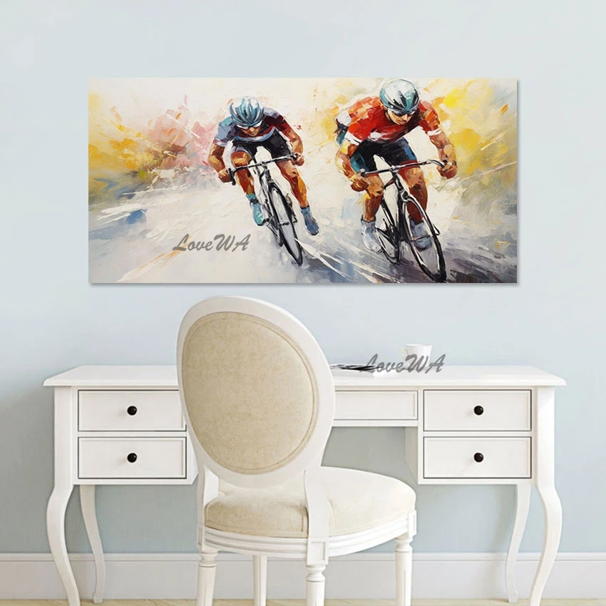 Modern Custom Hand Painted Art Cyclists Canvas Oil Painting Christmas Home Decoration Wall Picture For Bedroom Quality Artwork
Modern Custom Hand Painted Art Cyclists Canvas Oil Painting Christmas Home Decoration Wall Picture For Bedroom Quality Artwork