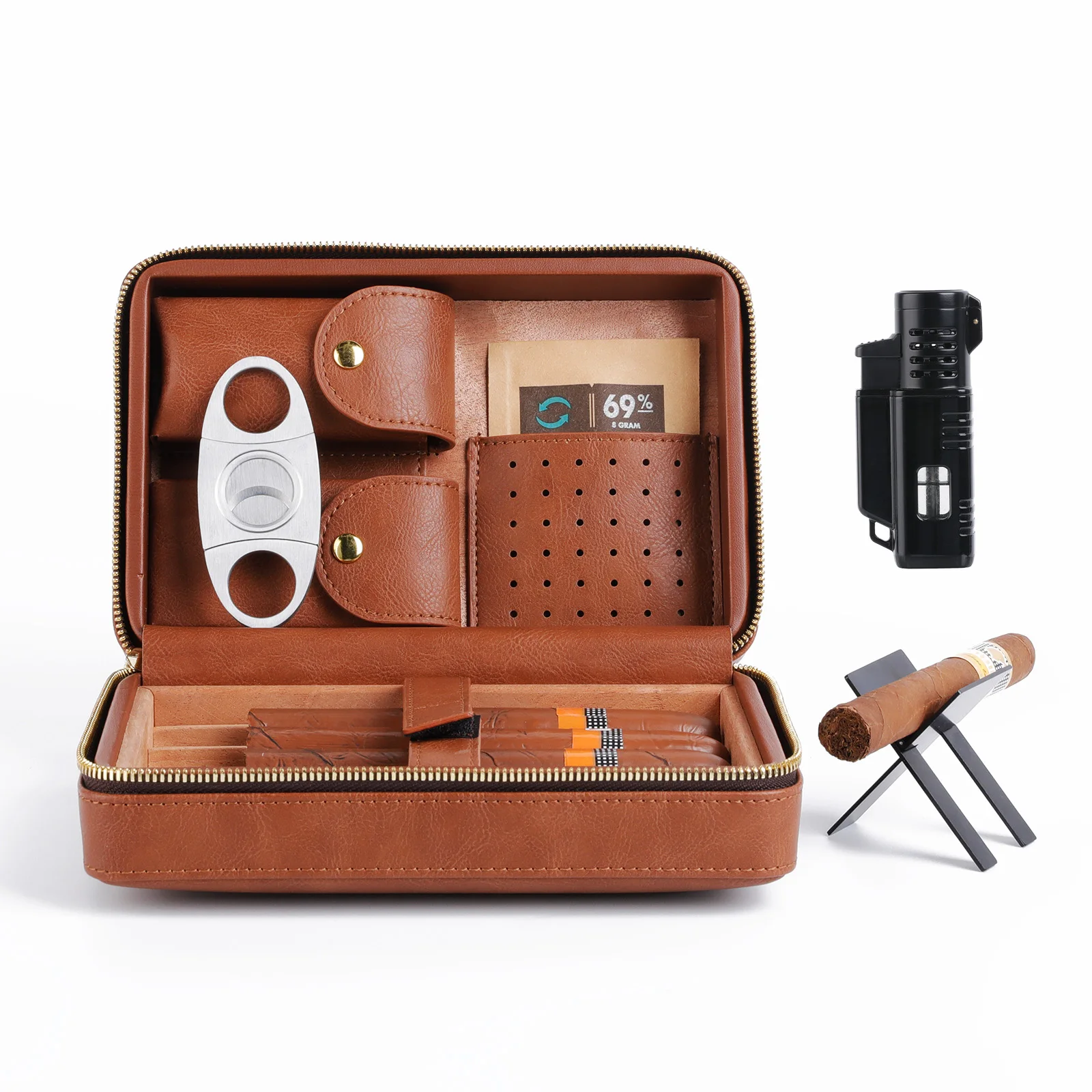 Portable Cigar Humidor, Travel Cigar Humidor Case, Hold 4 Cigars,Handmade Spanish Cedar Wood Cigar Travel Case with Cigar Cutter
Portable Cigar Humidor, Travel Cigar Humidor Case, Hold 4 Cigars,Handmade Spanish Cedar Wood Cigar Travel Case with Cigar Cutter
