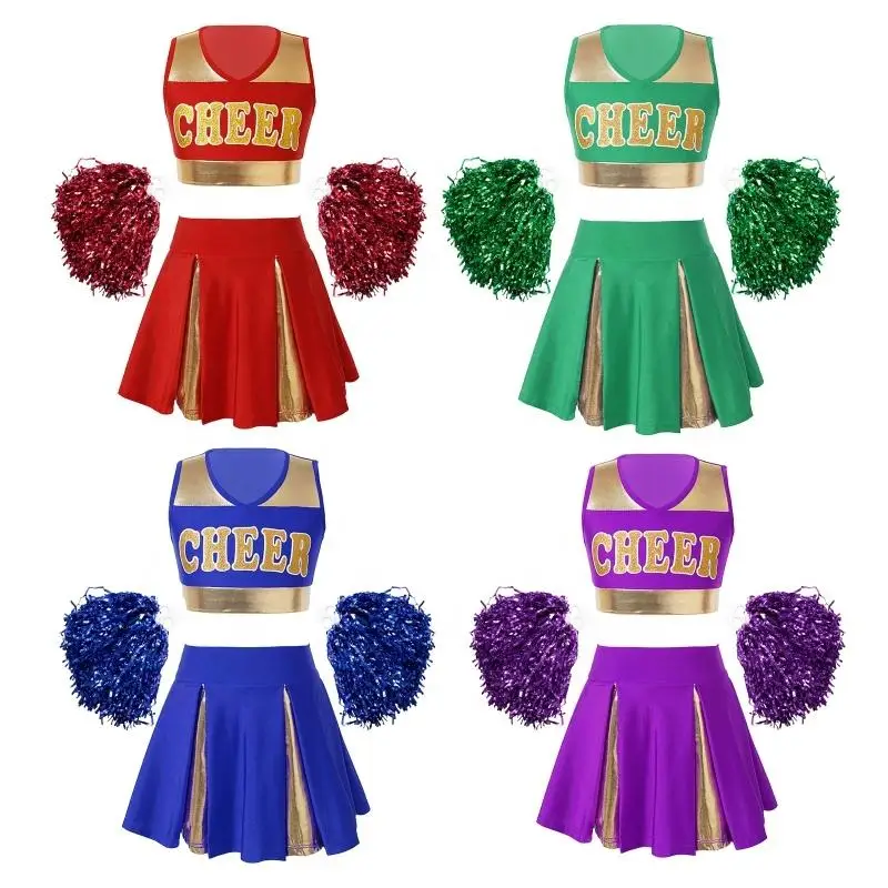 6-16 Years Teen Cheerleading Costume 2Pcs Set Crop Top And Skirt With Pom Poms Cheerleader Uniform Dance Halloween Costumes
6-16 Years Teen Cheerleading Costume 2Pcs Set Crop Top And Skirt With Pom Poms Cheerleader Uniform Dance Halloween Costumes
