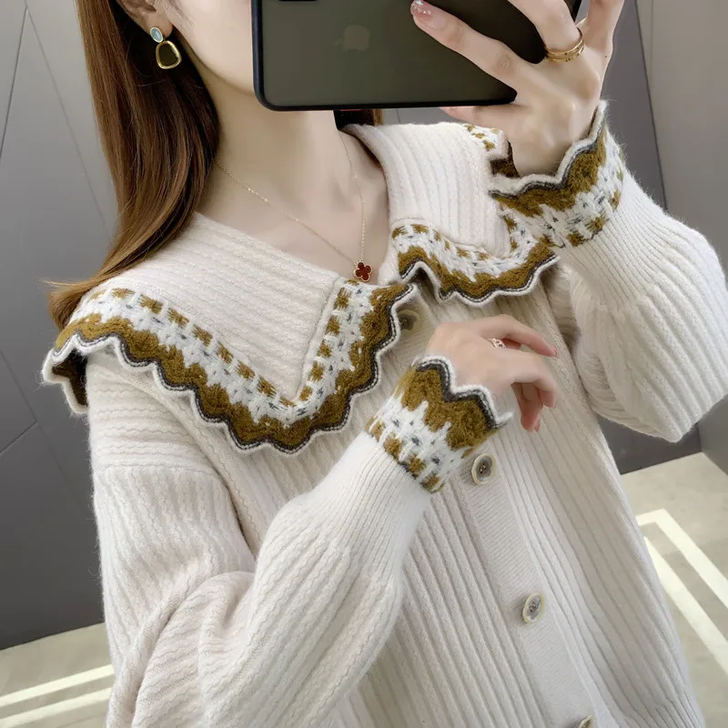 Embroidery Peter Pan Collar Knitted Cardigan Knit Coats Harajuku Single Breasted Flower Sweaters All Match Vintage Autumn Women
Embroidery Peter Pan Collar Knitted Cardigan Knit Coats Harajuku Single Breasted Flower Sweaters All Match Vintage Autumn Women