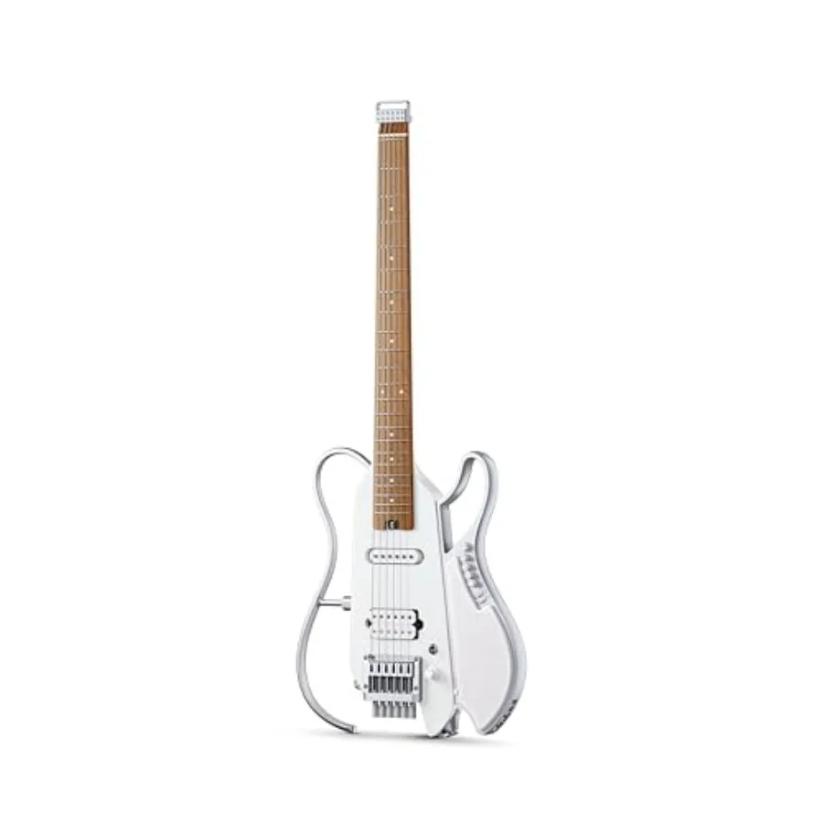 Travel electric guitar for practice and performance, white ABS body with maple neck, built-in amp modeling, effects, detachable
Travel electric guitar for practice and performance, white ABS body with maple neck, built-in amp modeling, effects, detachable