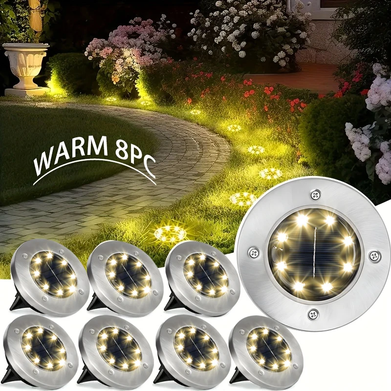 1-8 Packs Solar 8LED Ground Lights Decorative for Outdoor Illumination Stainless Steel Street Lamps For Courtyards Gardens Paths
1-8 Packs Solar 8LED Ground Lights Decorative for Outdoor Illumination Stainless Steel Street Lamps For Courtyards Gardens Paths