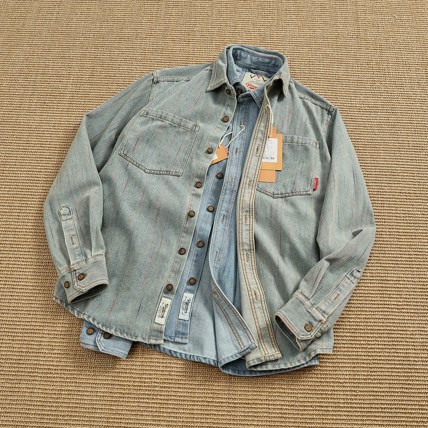 Retro Distressed Color Stripe Men's Denim Shirt Casual Loose Long Sleeve Spring Autumn Workwear Jacket Fashion Urban Style
Retro Distressed Color Stripe Men's Denim Shirt Casual Loose Long Sleeve Spring Autumn Workwear Jacket Fashion Urban Style